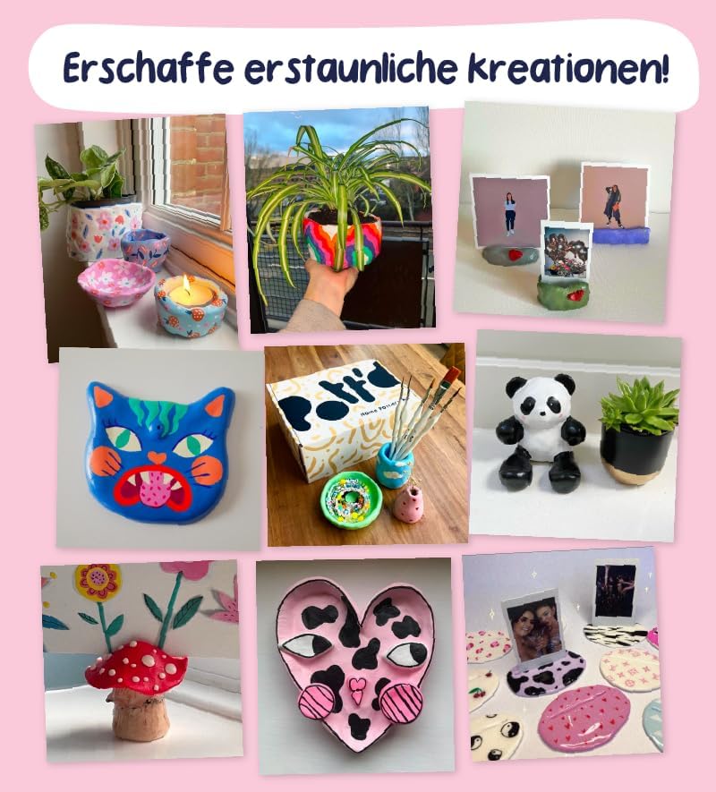 Pott'd Ton Topferset fur Zuhause fur Anfanger - Lufttrocknend. DIY Set für Erwachsene. Enthält: Luft