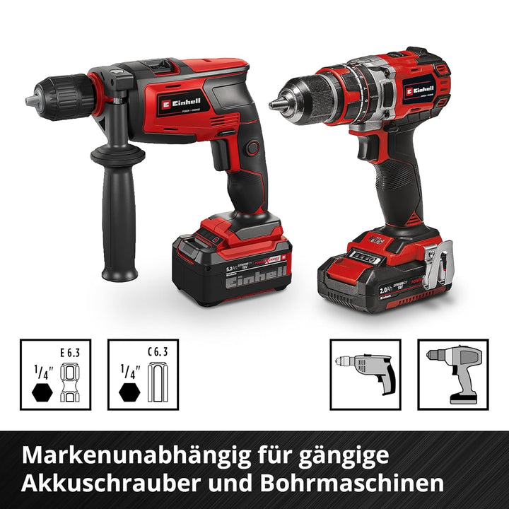 Original Einhell M-CASE 5-tlg. Forstnerbohrer-Set (aus C65 Stahl, E 6.3 Schaft, Querschneide, Zentri
