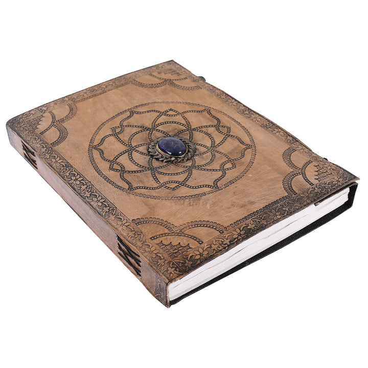 OVERDOSE Hand Embossed Stone Vintage Leather Journal - Handmade Antique Stone Journal For Students &