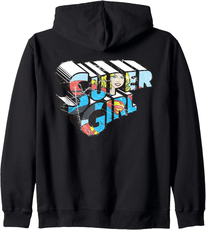 DC Supergirl Logo Charakter Distressed Kapuzenjacke