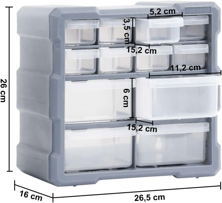 Multi-Schubladen-Organizer 2 Stk. 12 Schubladen 26,5x16x26 cm