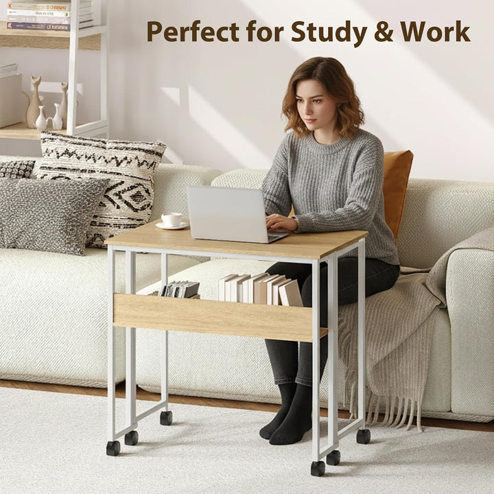 Kleiner Klappschreibtisch Schreibtisch, 63x50x75cm Klapptische mit 6 Rollen, Platzsparender Computer