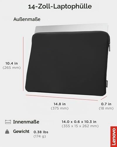 Lenovo Basic Laptophülle 14 Zoll Notebook/Tablet kompatibel mit MacBook Air/Pro Neopren Material - W