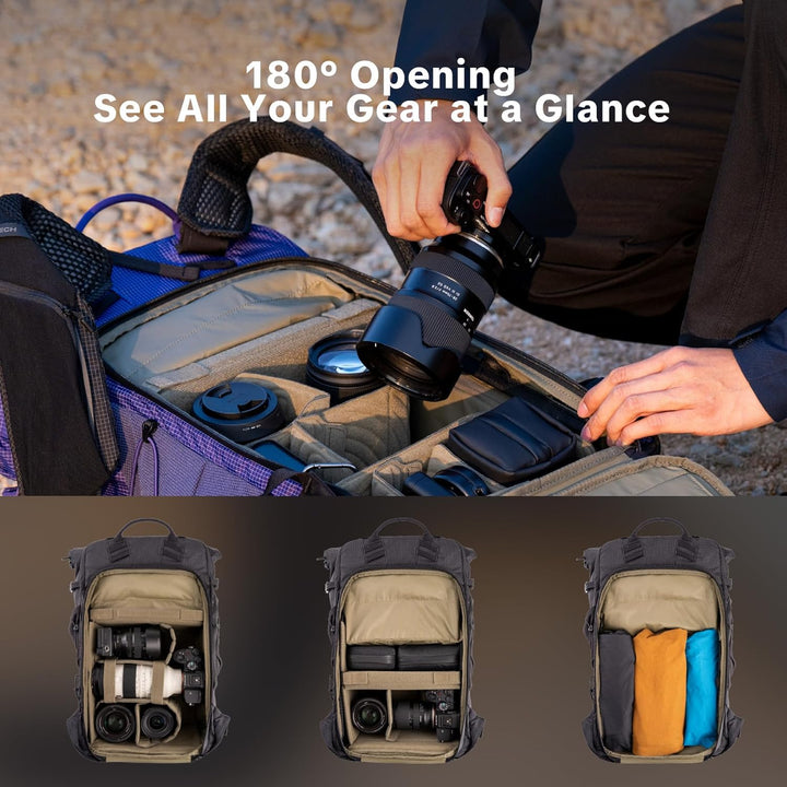 PGYTECH OnePro Ultralight Kamerarucksack Erweiterbar 20L-40L Outdoor Reisen Schwarz 20L, Schwarz 20L
