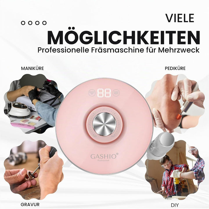 GASHIO® Nagelfräser GA170 | Nagelbohrmaschine | Nagelfeile | 68W | 45.000u/MIN | Kunststoff | Profes