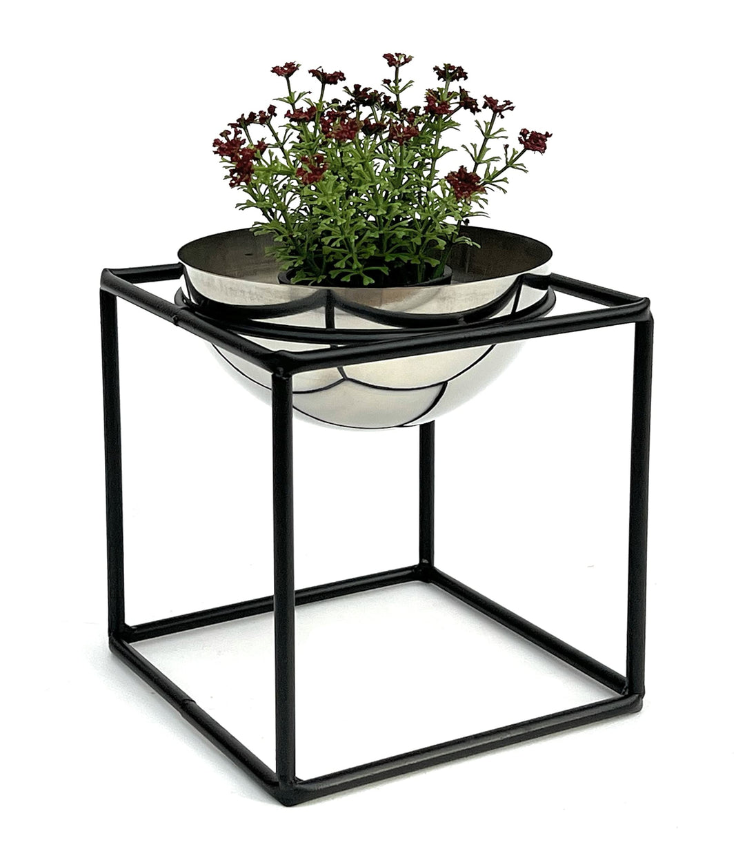 DanDiBo Blumenhocker Metall mit Topf Schwarz Silber 20-35 cm Blumenständer 96256 Blumensäule Modern