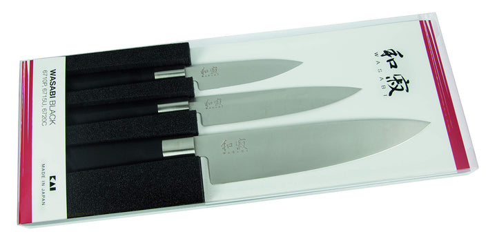 KAI 67S-300 Wasabi Black Set 6710P, 6715U, 6, Schwarzer Griff Schwarzer Griff 3 Pce Knife Set, Schwa