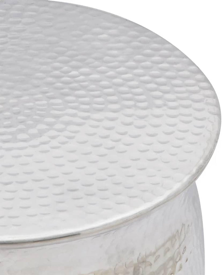 vidaXL Beistelltisch Gehämmertes Aluminium Silbern Hocker Sofatisch Couchtisch 42 cm Silber, 42 cm S