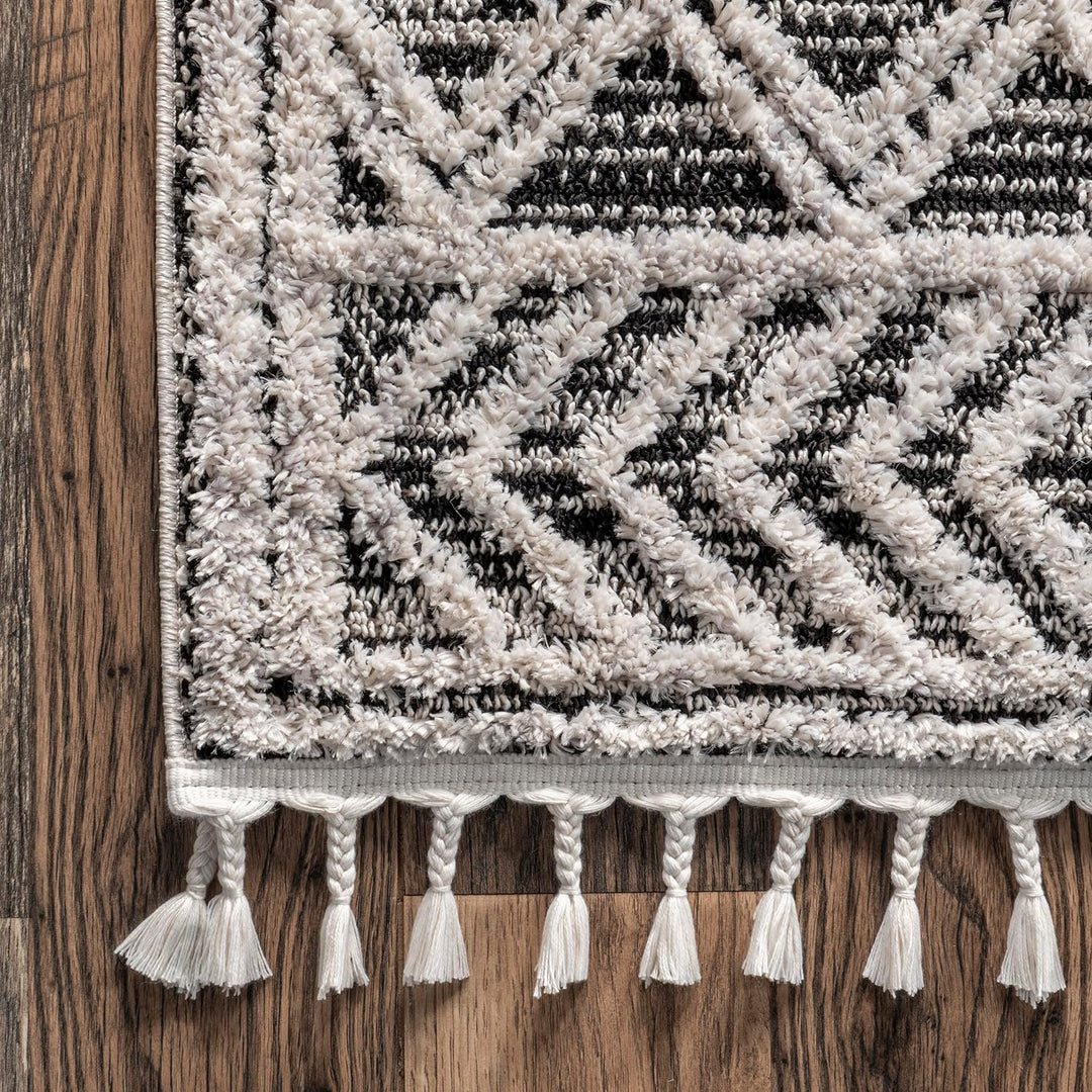 nuLOOM Ansley Teppich mit marokkanischen Gitterquasten, 7,6 x 12,7 cm, Grau 3' x 5' Ansley Grey, 3'