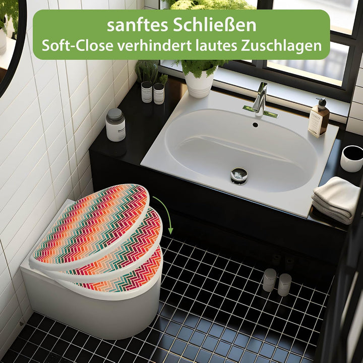 banjado Toilettendeckel mit Absenkautomatik 44,5x37cm - Soft Close Toilettensitz - WC Sitz mit Absen