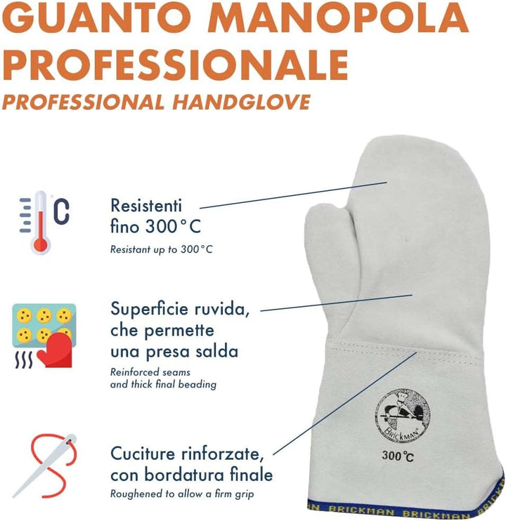 Topfhandschuhe Rotation Handgelenk-15 cm professionelle Leder von 300 °C