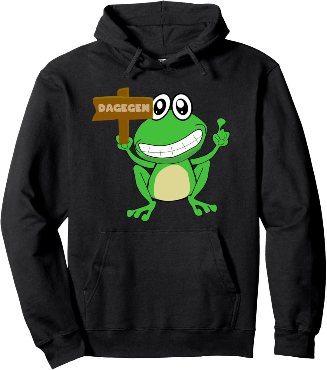 Statement Frosch Ich bin dagegen Pullover Hoodie