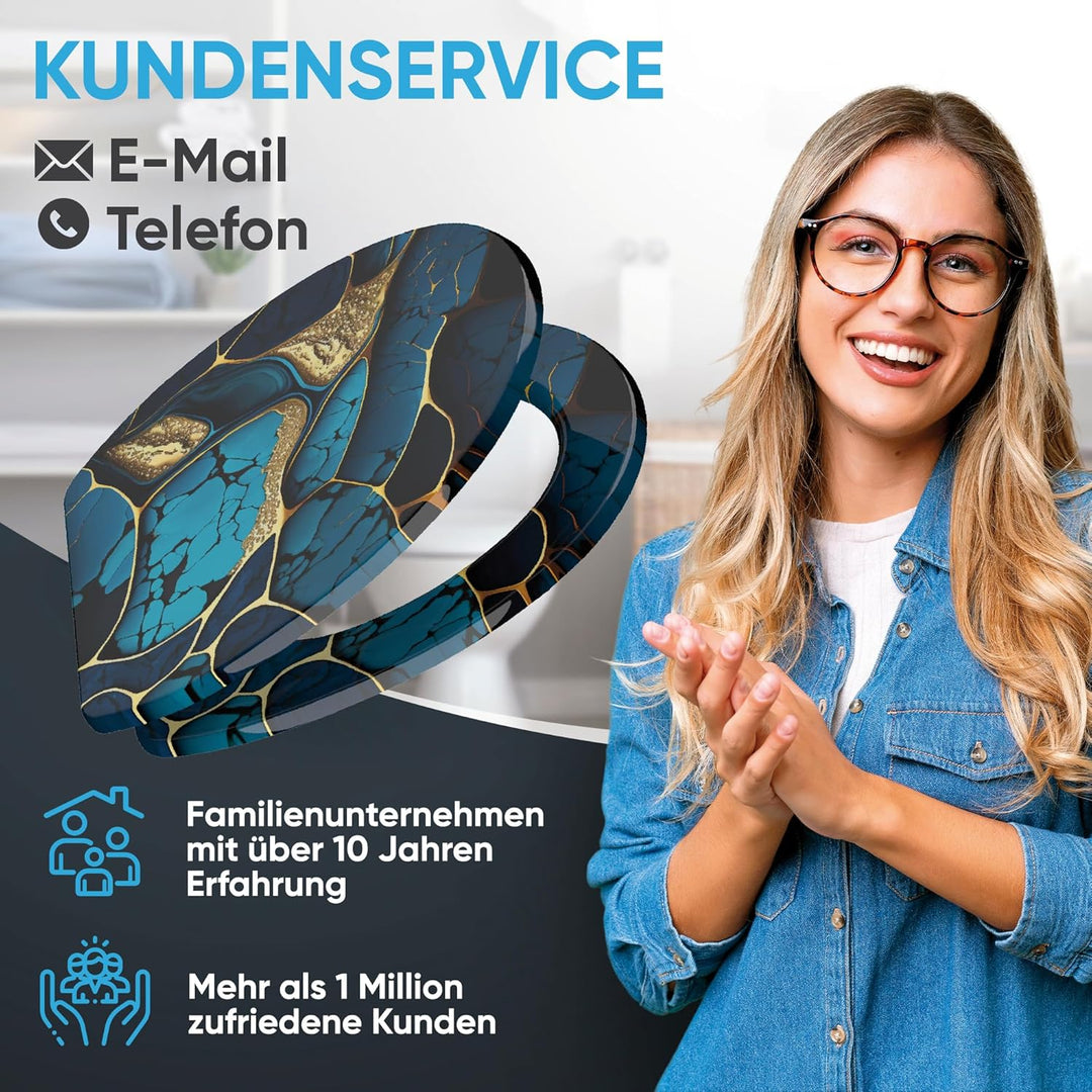 Sanilo WC Sitz mit Absenkautomatik &amp; Schnellverschluss, Toilettendeckel per Knopfdruck abnehmbar, ei