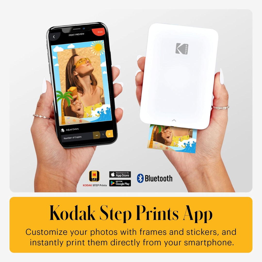 KODAK Step Slim Sofort-Smartphone-Fotodrucker - Tragbarer schlanker Farb-Mobilfotodrucker - Zink 2x3