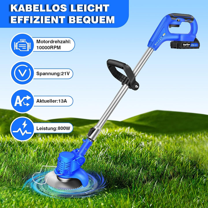 Akku Rasentrimmer mit Akku 21V Freischneider Elektrischer Rasentrimmer Mit Batterien Akku Motorsense
