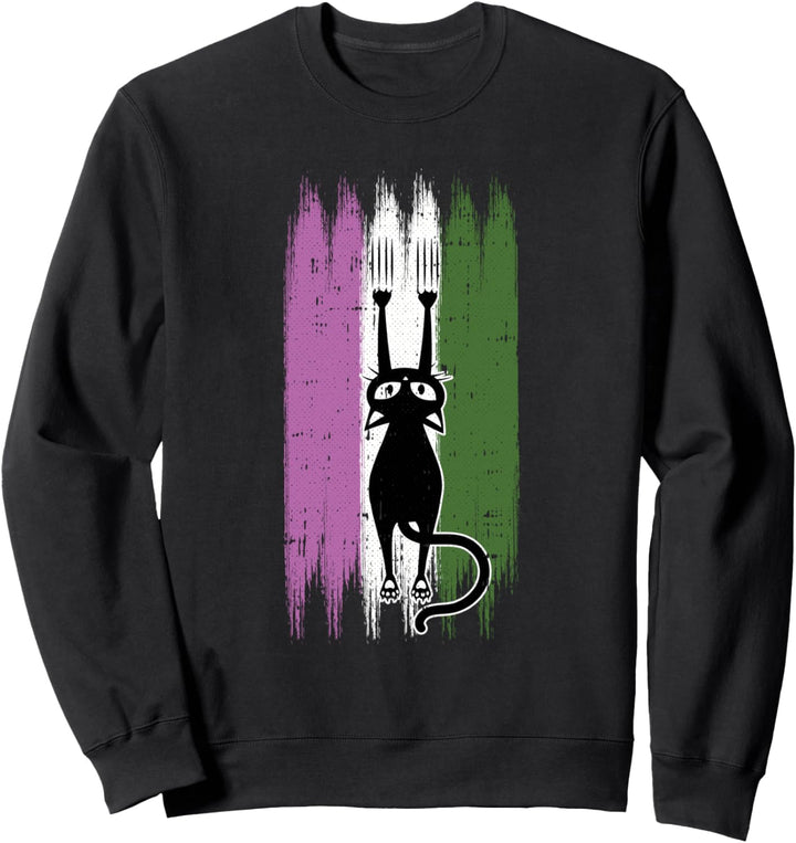 Cat Scratching Gender-queer Pride Kitten Kitty LGBT-Q Ally Sweatshirt