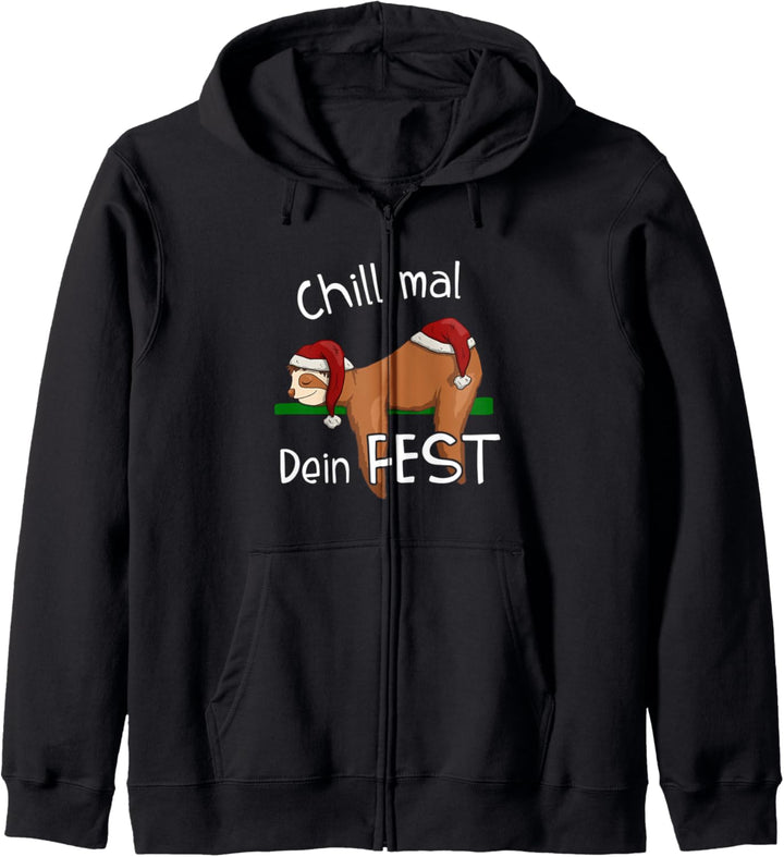 Chill Mal Dein Fest schläfriges Weihnachts-Faultier Kapuzenjacke