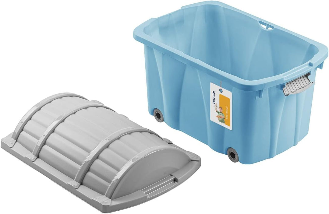 PAFEN Piraten Spielzeugkiste 49l mit Rollen - Schatzkiste 58 x 38,5 x 37,5cm - Spielzeugbehälter Auf