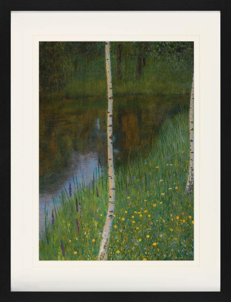 1art1 Gustav Klimt Poster Seeufer Mit Birken, 1901 Gerahmtes Bild Mit Edlem Passepartout | Wand-Bild