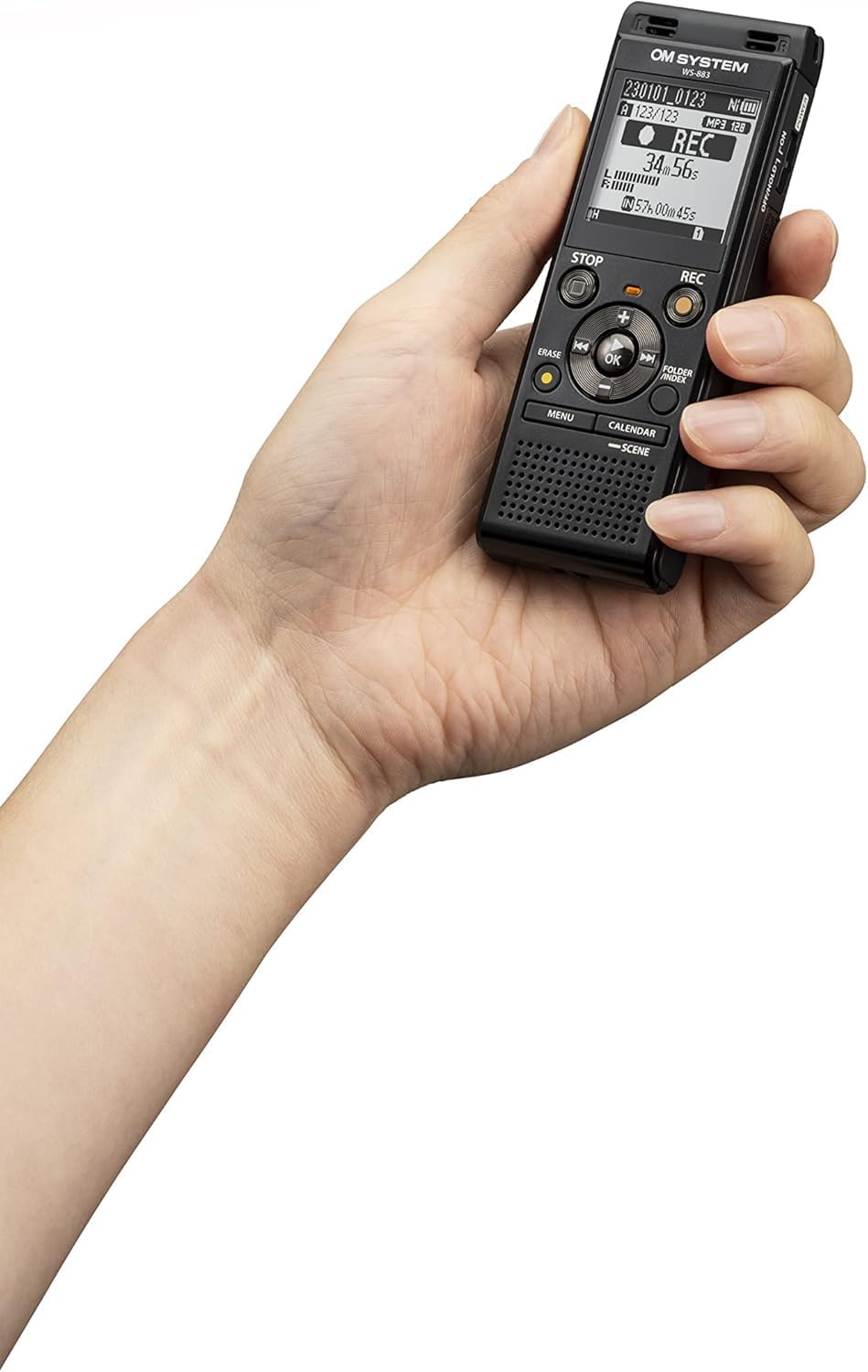 OM SYSTEM WS-883 hochwertiger digitaler Voice Rekorder mit integrierten Stereomikrofonen, Direkt-USB