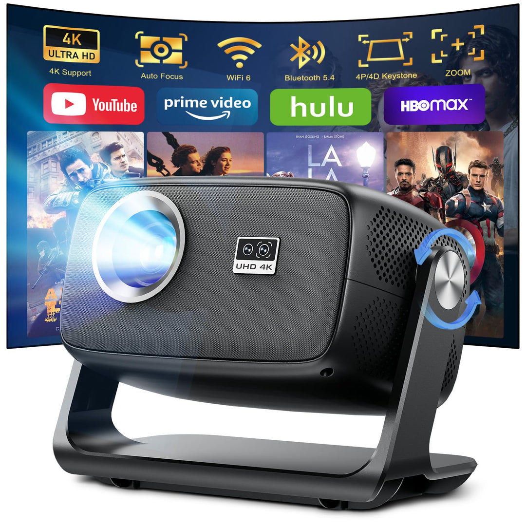 Smart Projector 4K Beamer für Heimkino mit Android 14.0, 30000 Lumen, Autofokus &amp; Trapezkorrektur, B