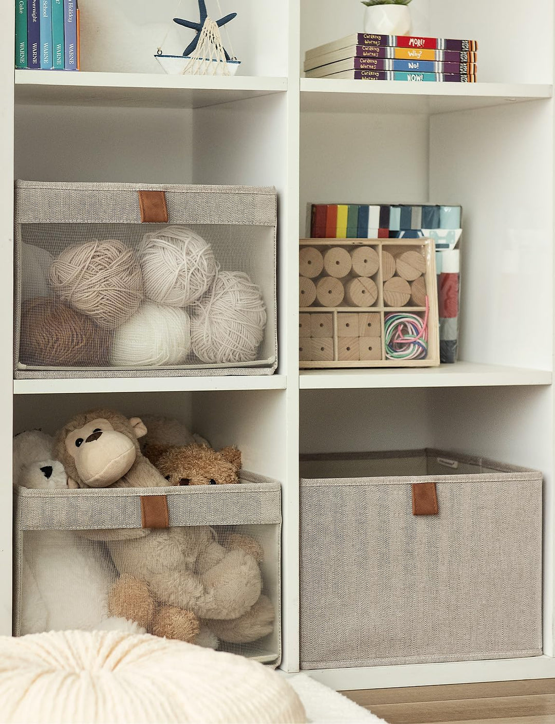 StorageWorks Stoff Aufbewahrungsbox für Schränke, grosse Aufbewahrungskörbe mit Sichtfenster, Dekora