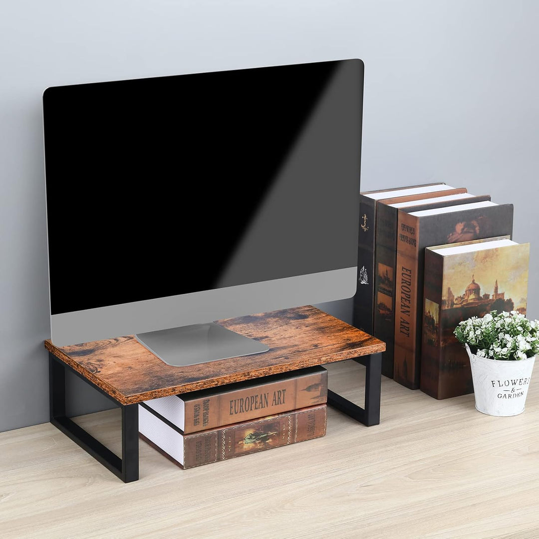 CADUKE Monitorständer Erhöhung, 2er Set Holz Tischplatte Computer Ständer, Industrie Desktop Regal A