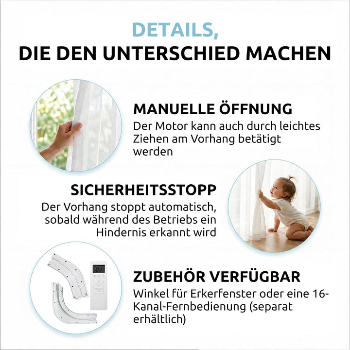 ABALON Elektrische Gardinenschiene, WLAN-Motor, kompatibel mit Alexa, Google Home und der Tuya Smart