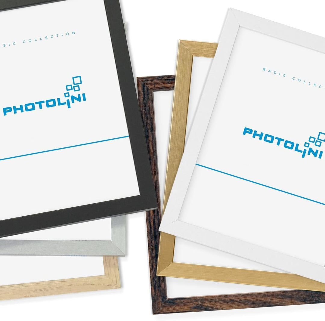 PHOTOLINI A4 Rahmen 21x30 MDF Holz Schwarz, 3er Set Bilderrahmen für Poster und Poster, bruchsichere