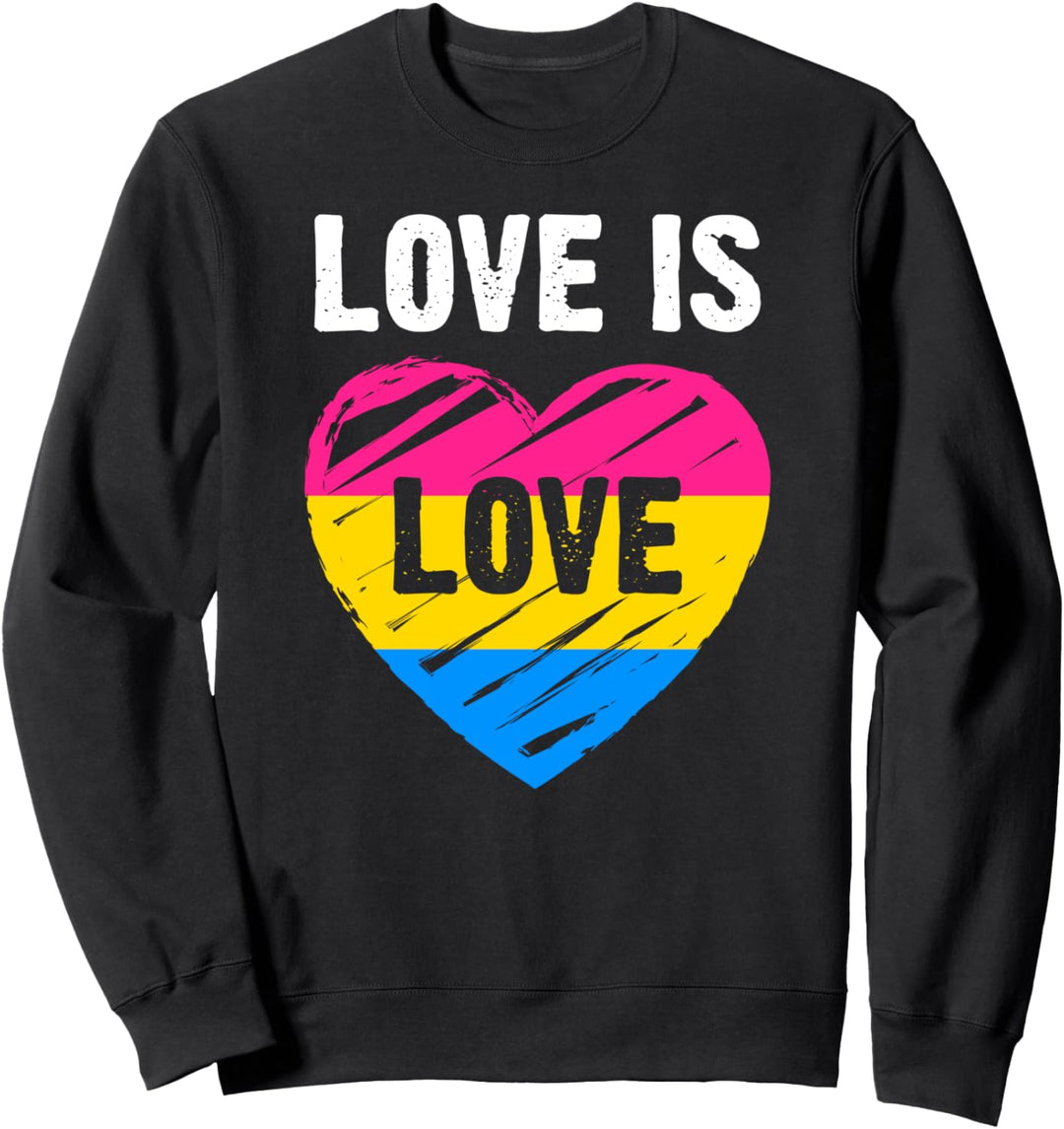 Pansexuelle Flagge, Herz, Love is Love Sweatshirt