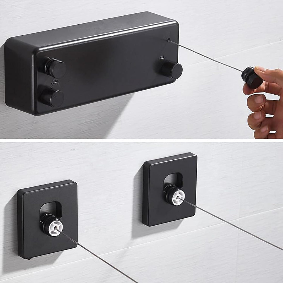 Einziehbare unsichtbare Wäscheleine für den Innenbereich, Doppelschnur, ABS Aluminium Wäschetrockner
