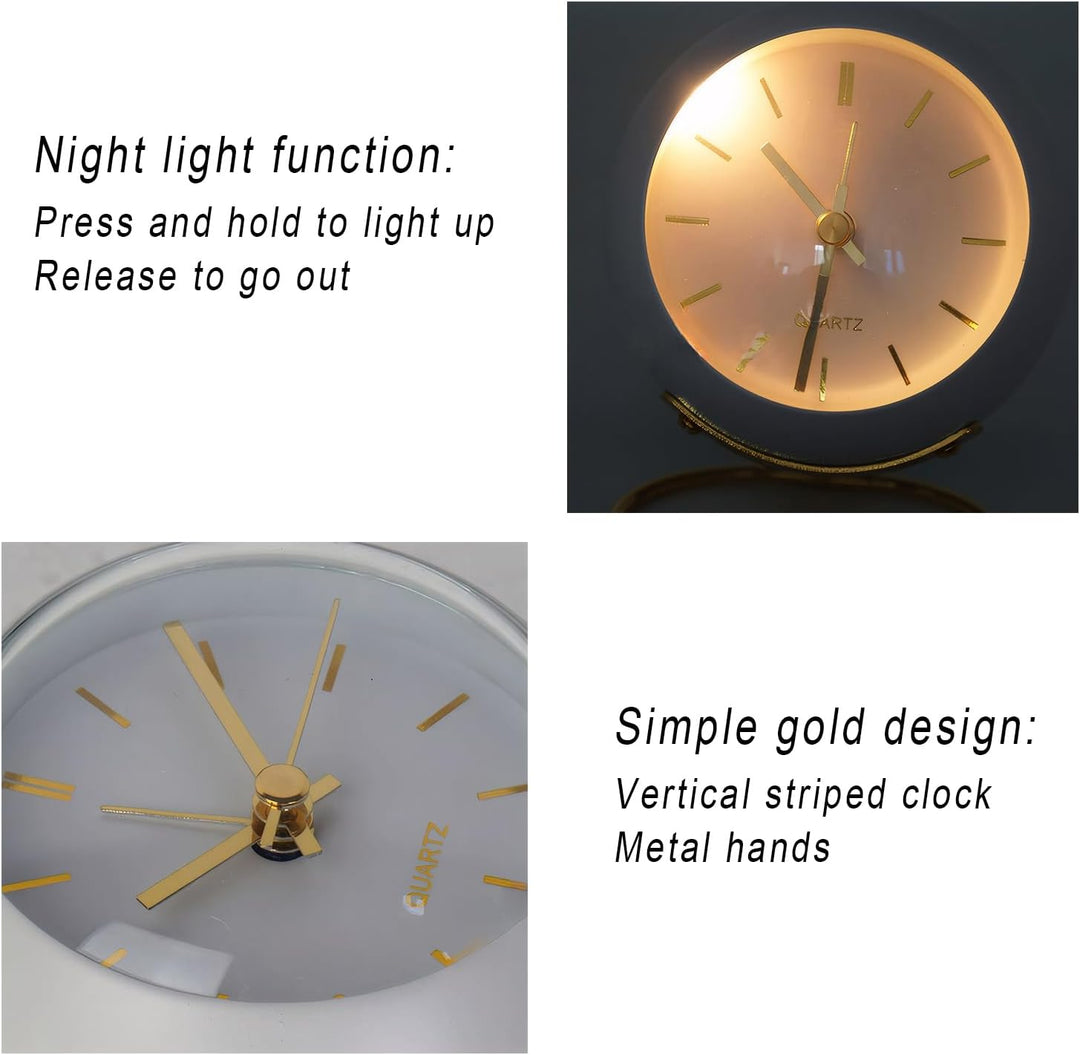 Lancoon Retro Quarzuhr Mit Nachtlicht Analogwecker Metall Einfaches Niedliches Design Tischuhr Batte