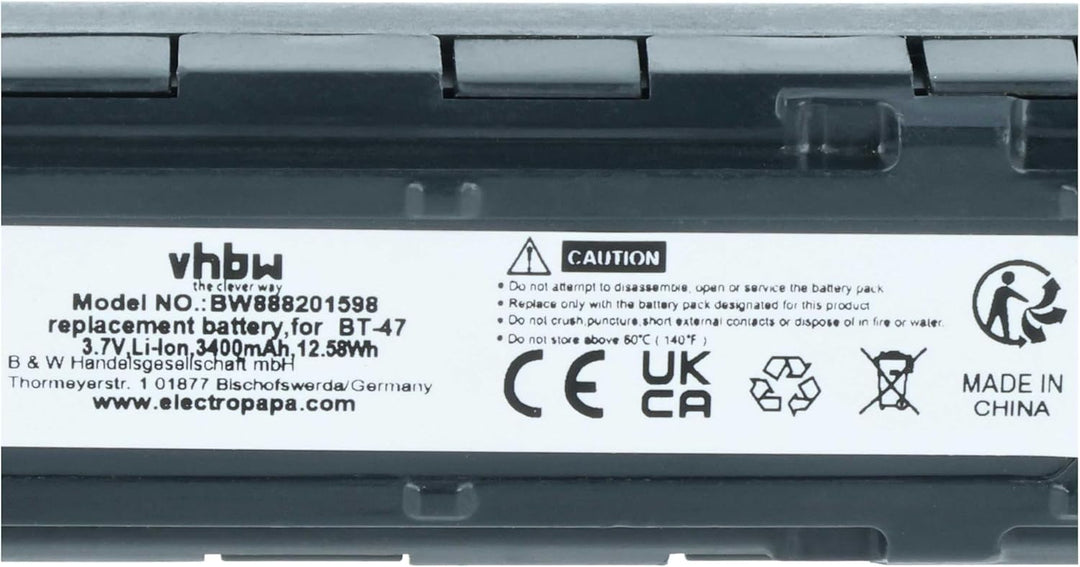 vhbw Akku Ersatz für Datalogic BT-47, RBP-GM45, TW18050652, 128004721 für Barcodescanner POS (3400mA
