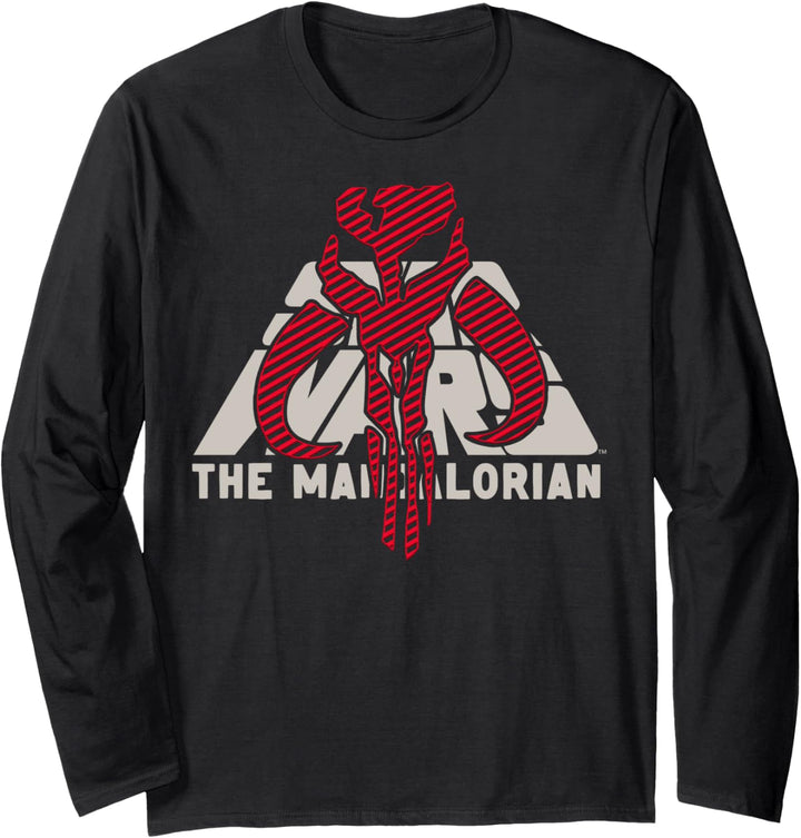 Star Wars: The Mandalorian Striped Mythosaur Logo Langarmshirt