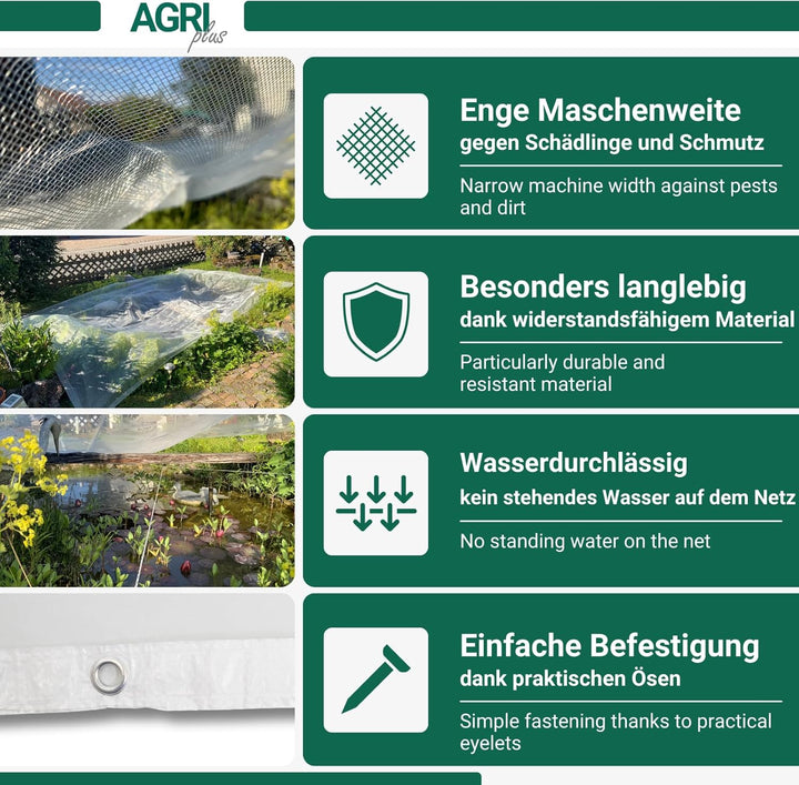 Teichnetz mit Ösen I 2,5 x 4,0 m I Verschiedene Masse I Engmaschiges Netz 0,8 x 0,8 mm I Teichschutz