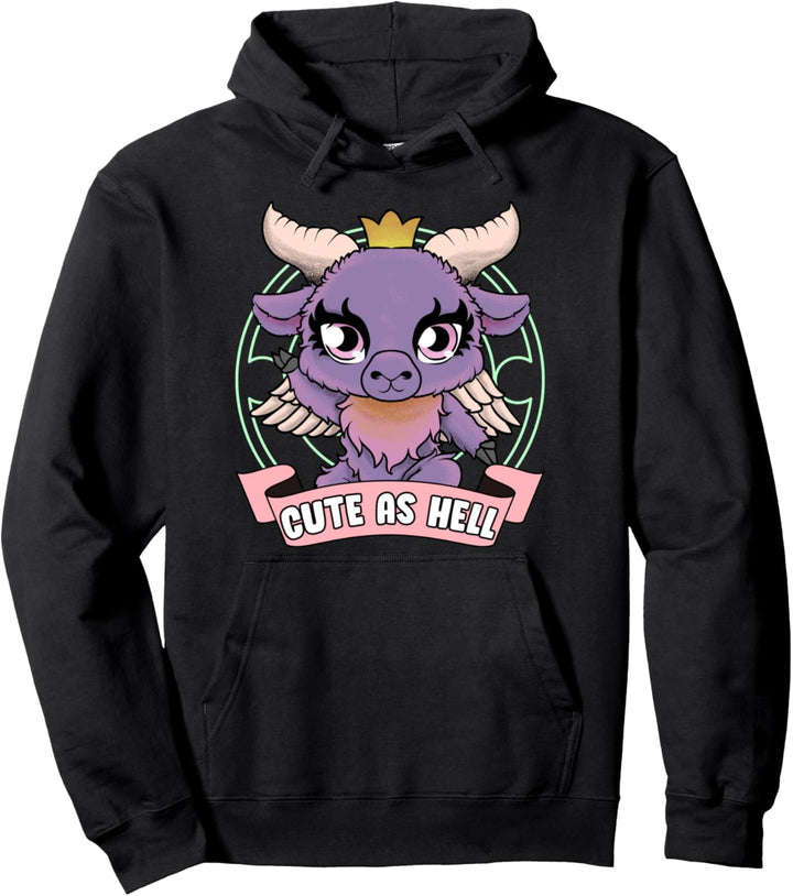 Cute As Hell Kawaii Baphomet Anime Goth Pun Pullover Hoodie