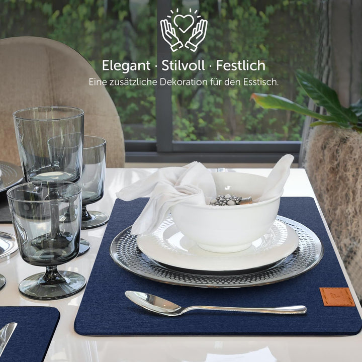 Tischsets Abwaschbar Platzsets aus Filz 18er Set, Abwischbar Tischsets, Hitzebeständig rutschfest Pl