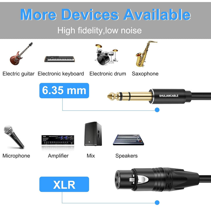 SHULIANCABLE 1/4 Zoll Klinke TRS symmetrisch auf XLR Buchse Mikrofonkabel, XLR auf 6,35 mm Stecker T