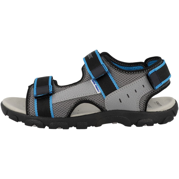 Geox Jungen Jr Strada Sandal 26 EU Dk Grey Lt Blue, 26 EU Dk Grey Lt Blue
