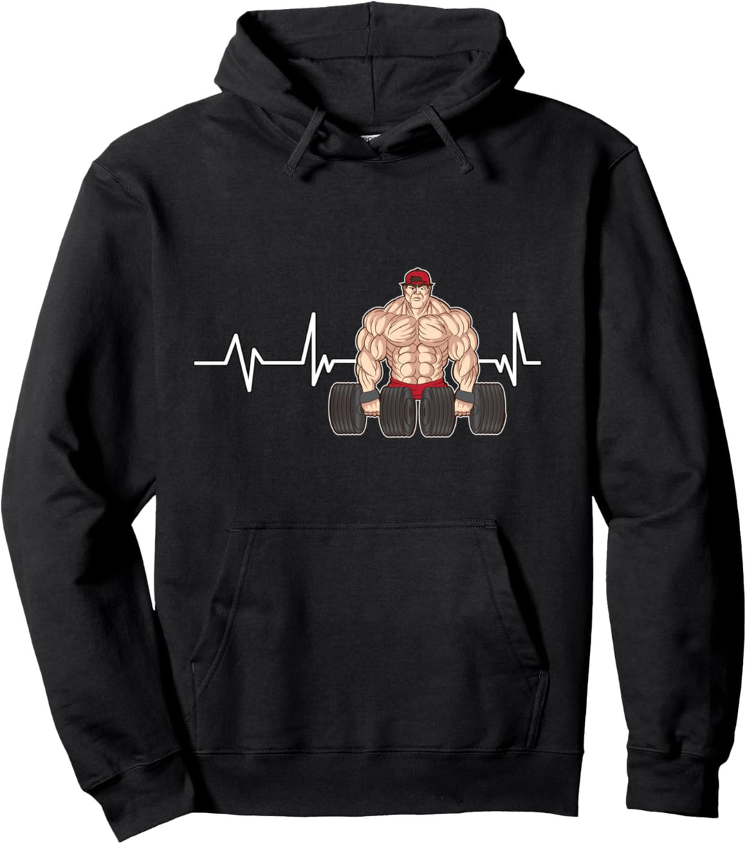 Starker Mann Herzschlag Bodybuilder Geschenk Bodybuilding Pullover Hoodie