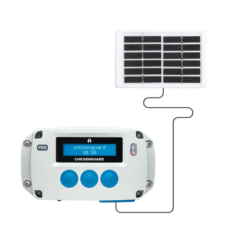 ChickenGuard Automatischer Hühnerstall Türöffner, betrieben mit Solarenergie/Batterien/Strom. Timer/