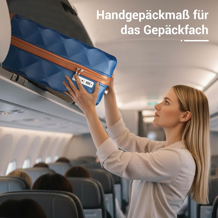 British Traveller Handgepäck Koffer 54x36.5x21.5 cm, Hartschalen Reisekoffer aus ABS+PC mit TSA-Schl