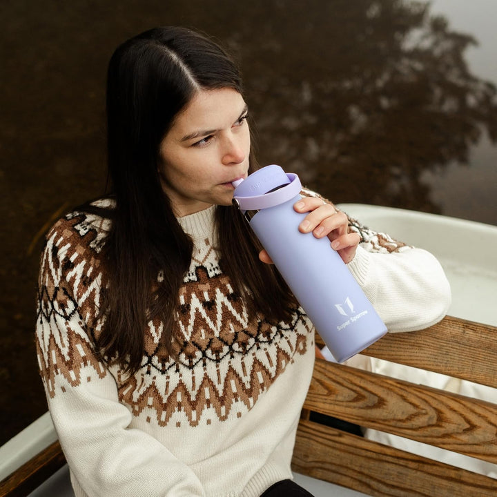 Sparrow Trinkflasche Edelstahl 1.2L - Weiter Öffnung SwivelSip Thermosflasche mit Strohhalm - BPA-fr
