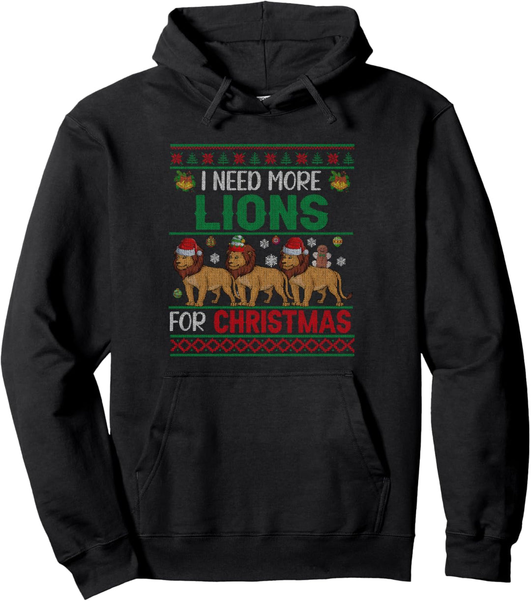 Need More Lions For Christmas Costume Squad Santa Elf Pullover Hoodie