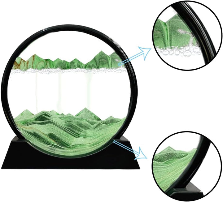 Aoderun Sandbilder Zum Drehen 3d Sanduhr Büro Deko Sand Rundes Glas Fliessender Sand Rahmen Beweglic