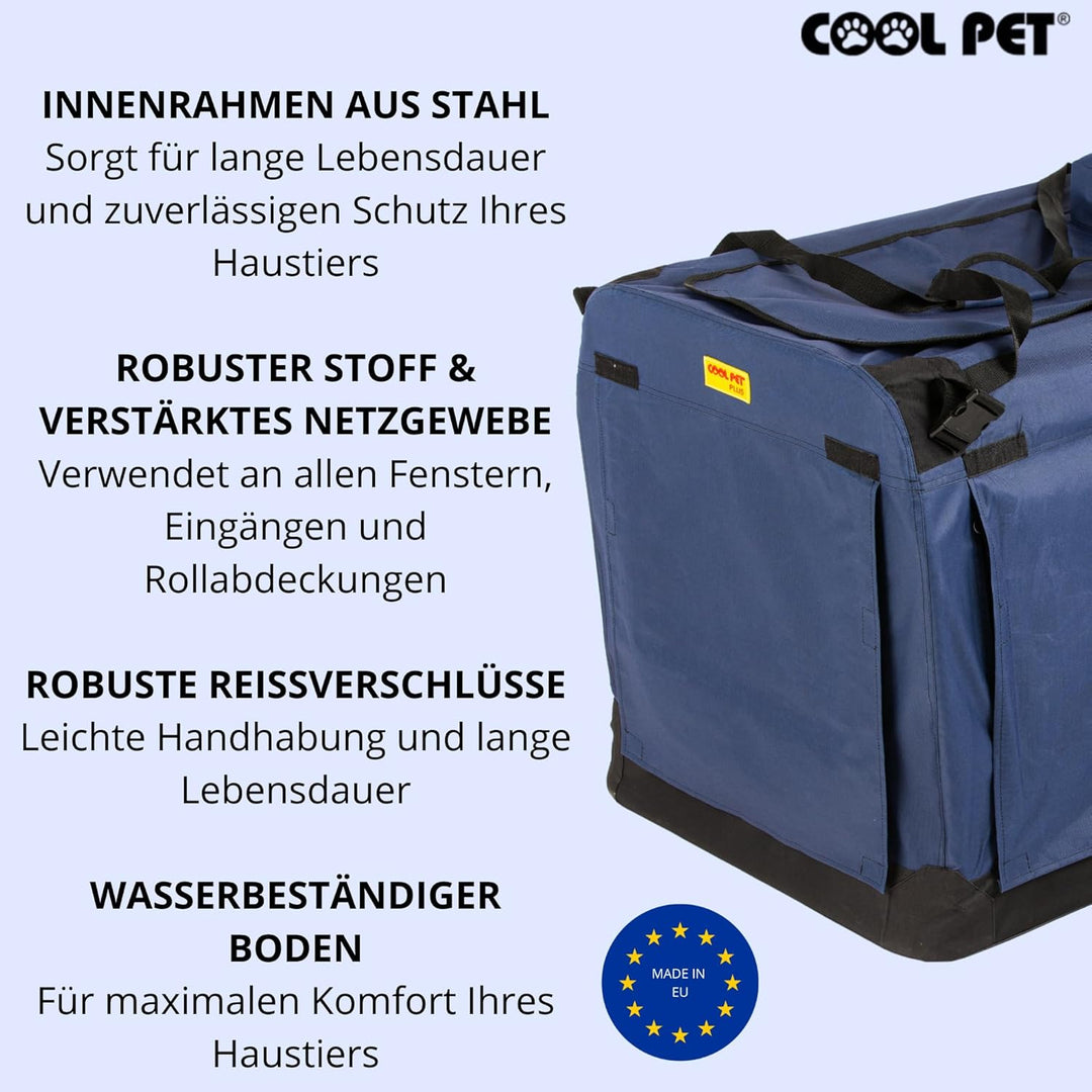 COOL PET Reisebox, Hundebox L 70 * 52 * 52cm, Box für Reise, Käfig, Zwinger (blau), blau