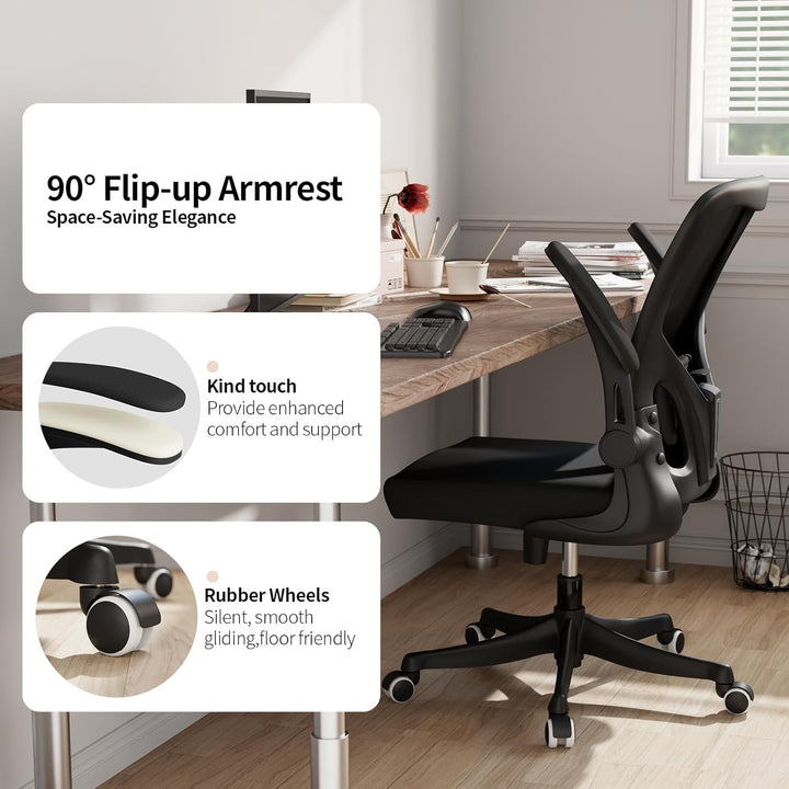 Monhey Ergonomischer Bürostuhl, hohe Rückenlehne, Netzstoff, Computer-Schreibtischstuhl mit hochklap