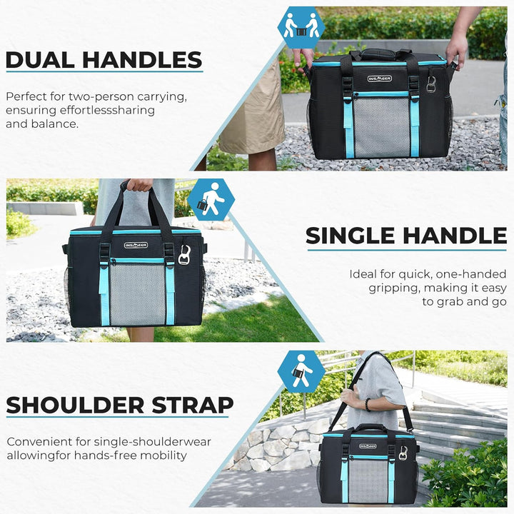 INSMEER Kühltasche Gross 50 l, Kühltaschen Faltbar für 80 Dosen, Faltbare/Auslaufsicher mit Öffner,