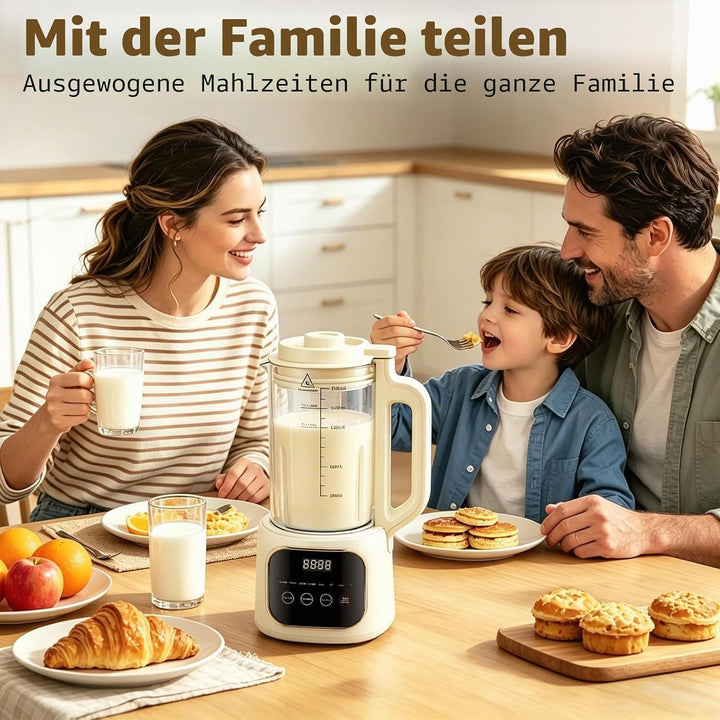 Nussmilchmaschine 1600ML, 20 Blätter Klingen & 35000 U/min, Leise Pflanzenmilchbereiter unter 48dB,