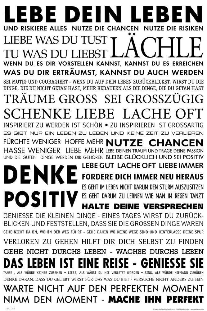 empireposter Motivational - Lebe Dein Leben Motivations Poster Plakat Druck - Grösse cm + 2 St Poste